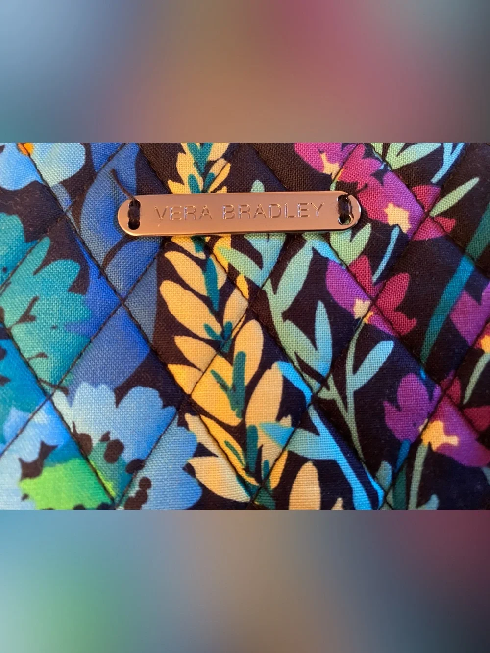Vera Bradley NWT - Midnight Blues Floral Quilted Cosmetic Pouch/Case.